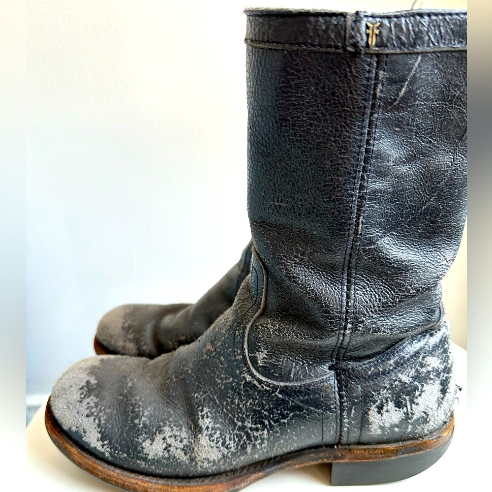 Vintage Frye Motorcycle Boots (Antiqued Black)